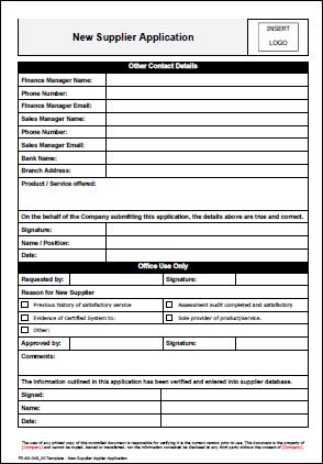 Supplier Registration Form Sample Free New Customer Registration Form