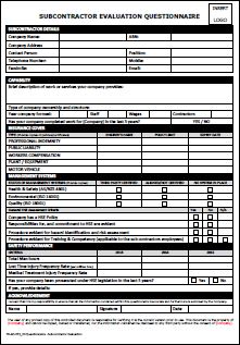 Contractor Evaluation Template