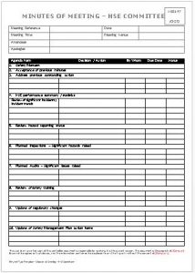 Template - Minutes of Meeting - HSE Committee - Workplace Health and ...
