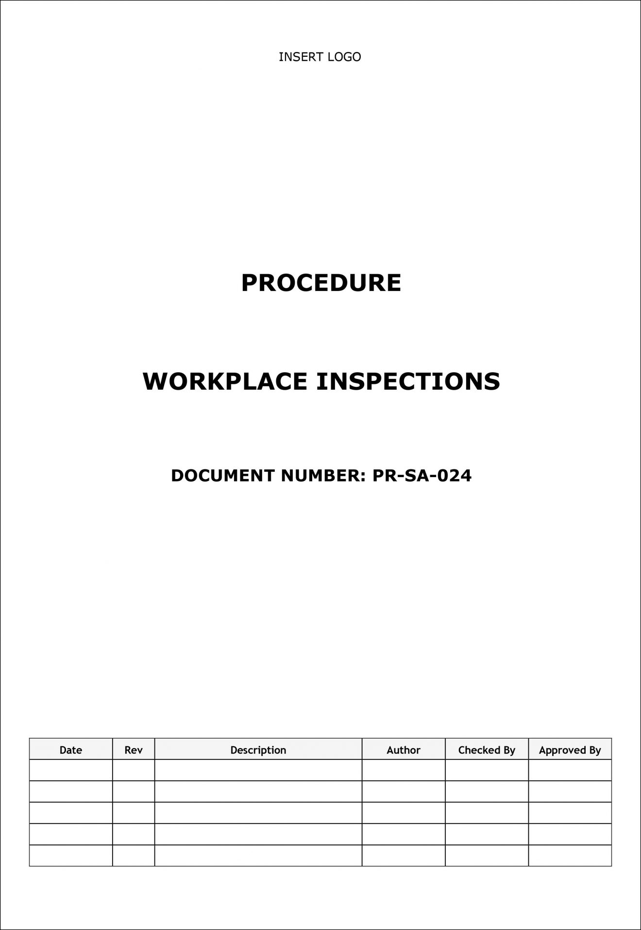 Procedure Workplace Inspection Workplace Health and Safety
