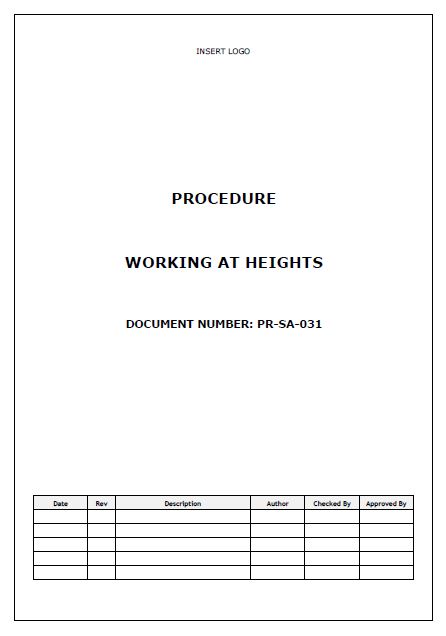 Procedure – Working at Heights