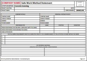 Safe Work Method Statement - Concrete Scanning Use - Workplace Health ...