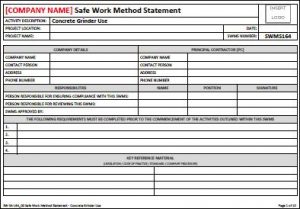 Safe Work Method Statement - Concrete Grinder Use - Workplace Health ...