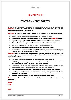 Policy – Environment