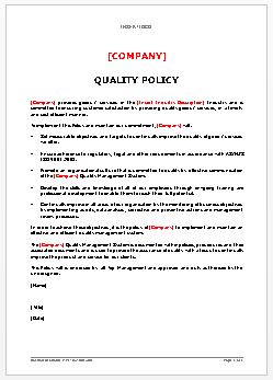 Policy – Quality
