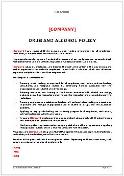 Policy – Drug and Alcohol