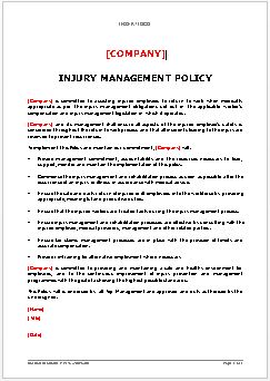 Policy – Injury Managament