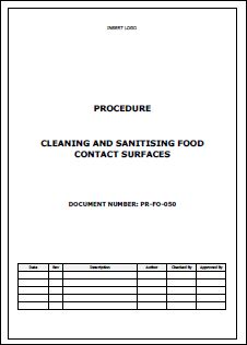 Procedure – Cleaning and Sanitizing Food Contact Surfaces