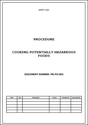 Procedure – Cooking Potentially Hazardous Foods