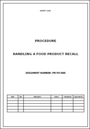 Procedure – Handling a Food Recall