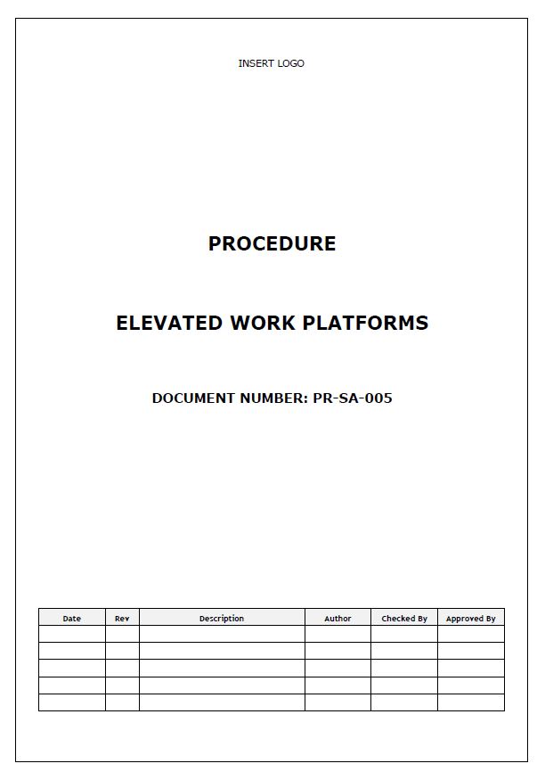 Procedure – Elevated Work Platforms