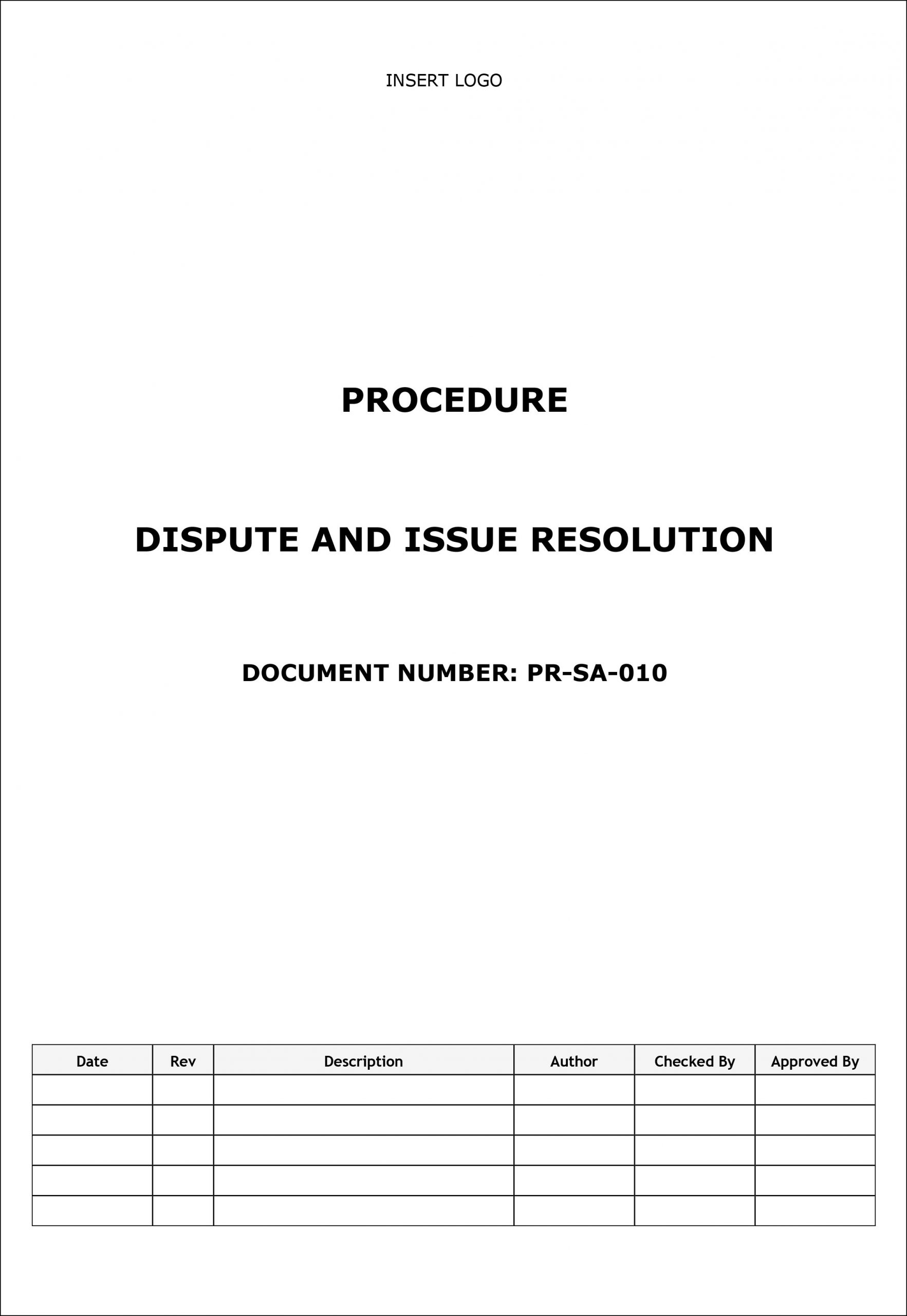 Procedure – Dispute and Issue Resolution