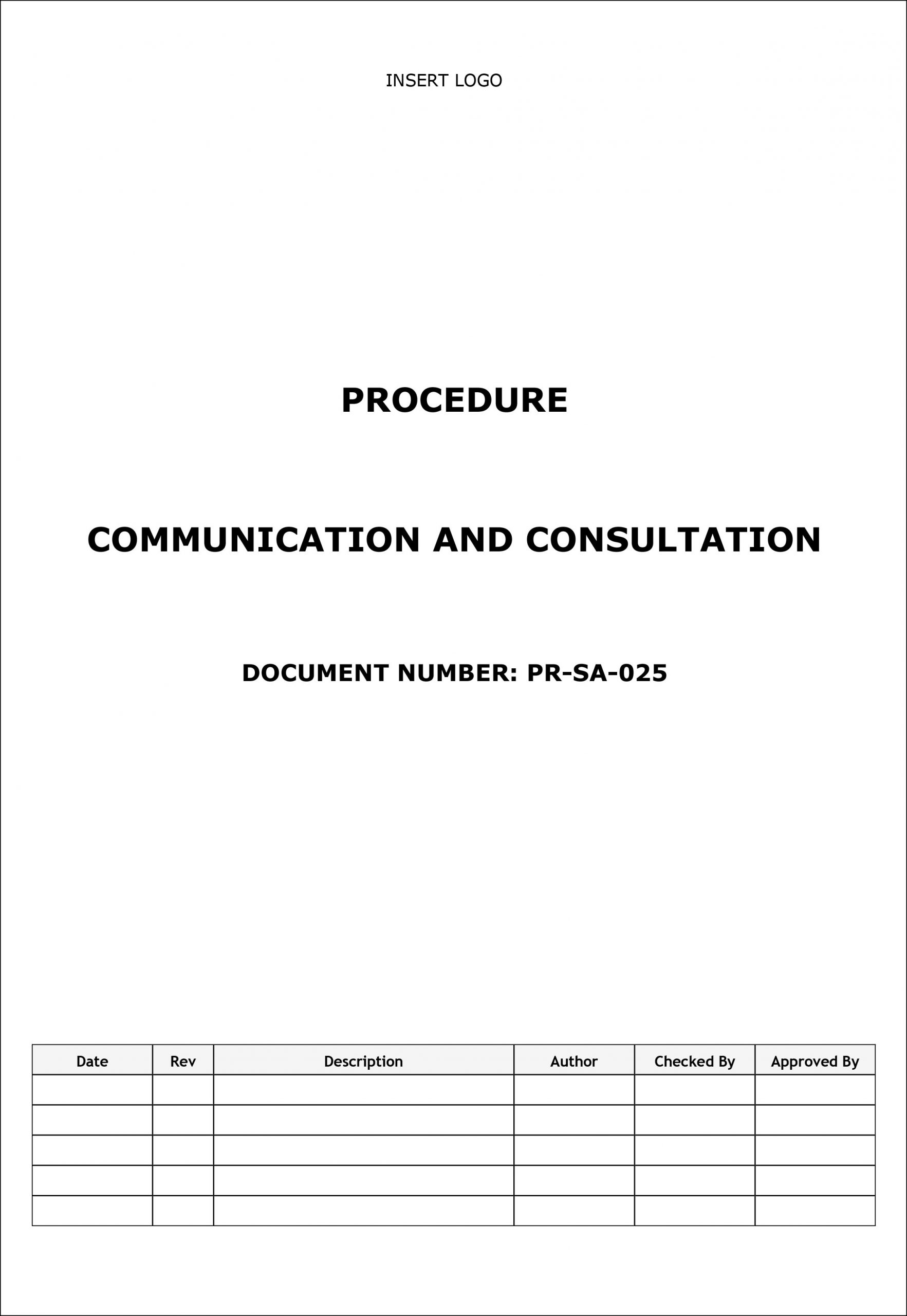 Procedure – Communication and Consultation