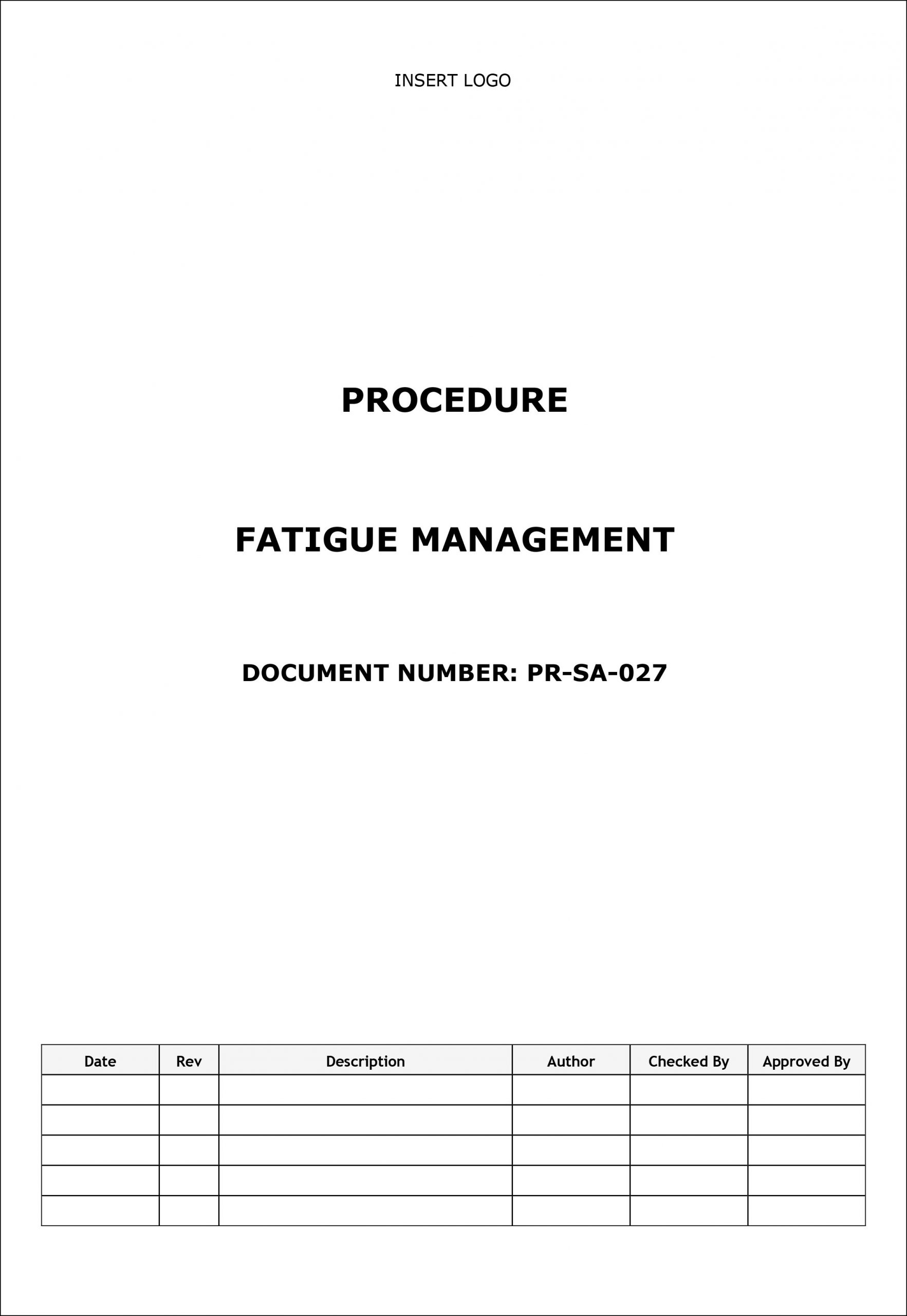 Procedure – Fatigue Management