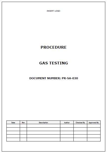 Procedure – Gas Testing