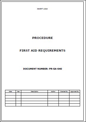 Procedure – First Aid Requirements