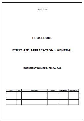 Procedure – First Aid Application – General