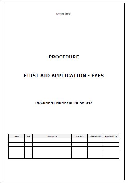 Procedure – First Aid Application – Eyes